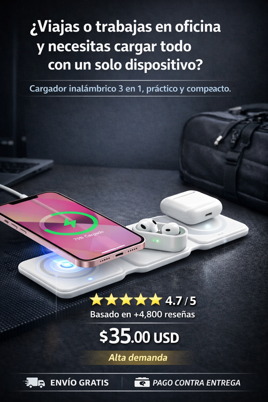 Cargador inalambrico 3 en 1